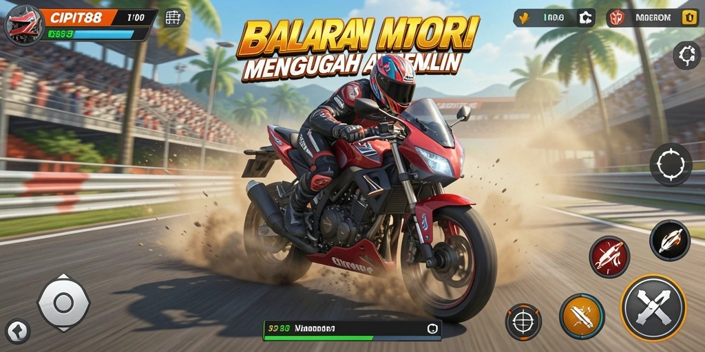 Gameplay menegangkan saat balapan motor di CIPIT88.