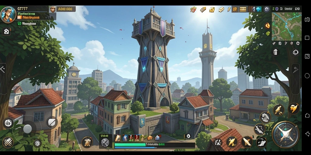 Screenshot GT777 menampilkan aksi seru dalam pertahanan menara.