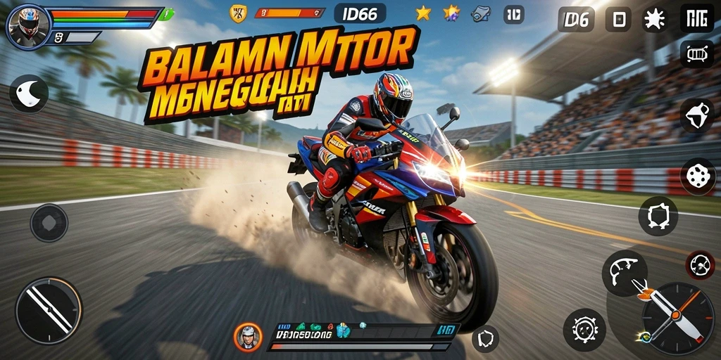 Gameplay mendebarkan dalam balapan motor yang intens.