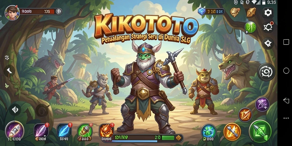 Screenshot permainan KIKOTOTO menunjukkan aksi strategis di medan perang.