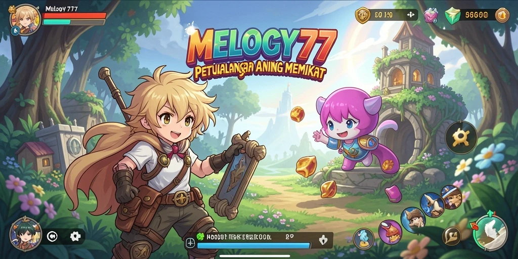 Tangkapan layar dari gameplay MELODY77 yang penuh warna.